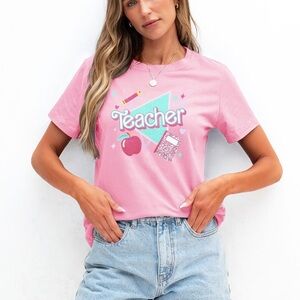 Barbie themed Pink Teacher Graphic Tee